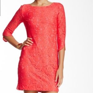 Vince Camuto Coral Pink Lace Dress, 6, Like New